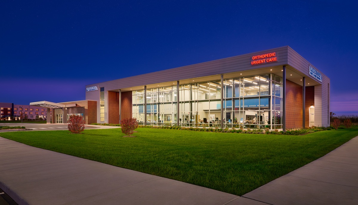 Lakeshore Bone & Joint Institute, Crown Point — exterior at dusk